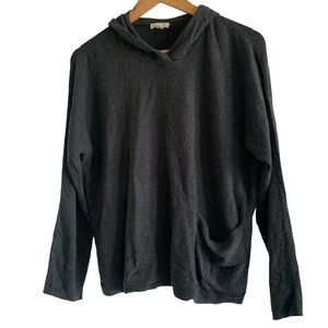 Eileen Fisher Oversized Hooded Pullover Sweater SzXs Heathered Black